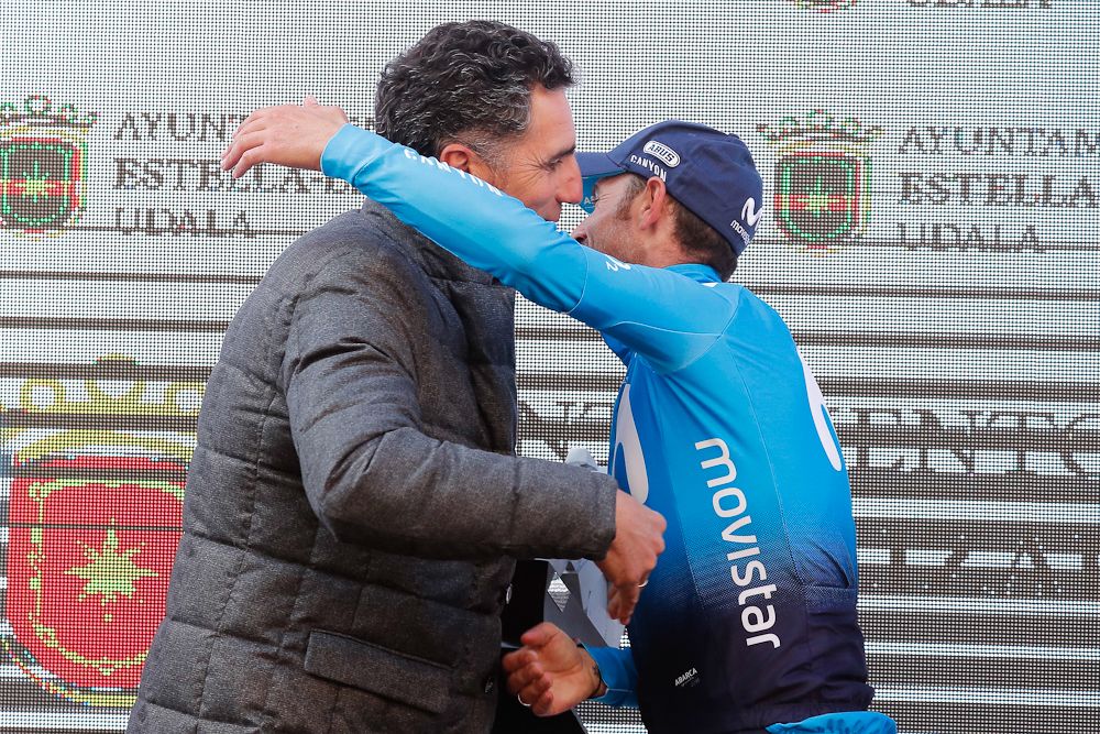 Miguel Indurain congratulates Alejandro Valverde
