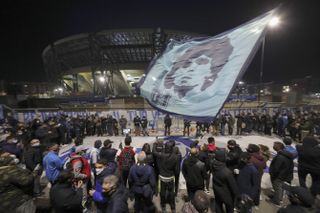 Napoli fans pay tribute to the club's greatest ever player