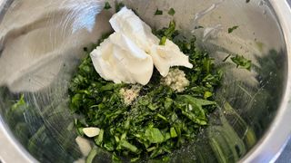 spinach, cream chease, garlic and salt