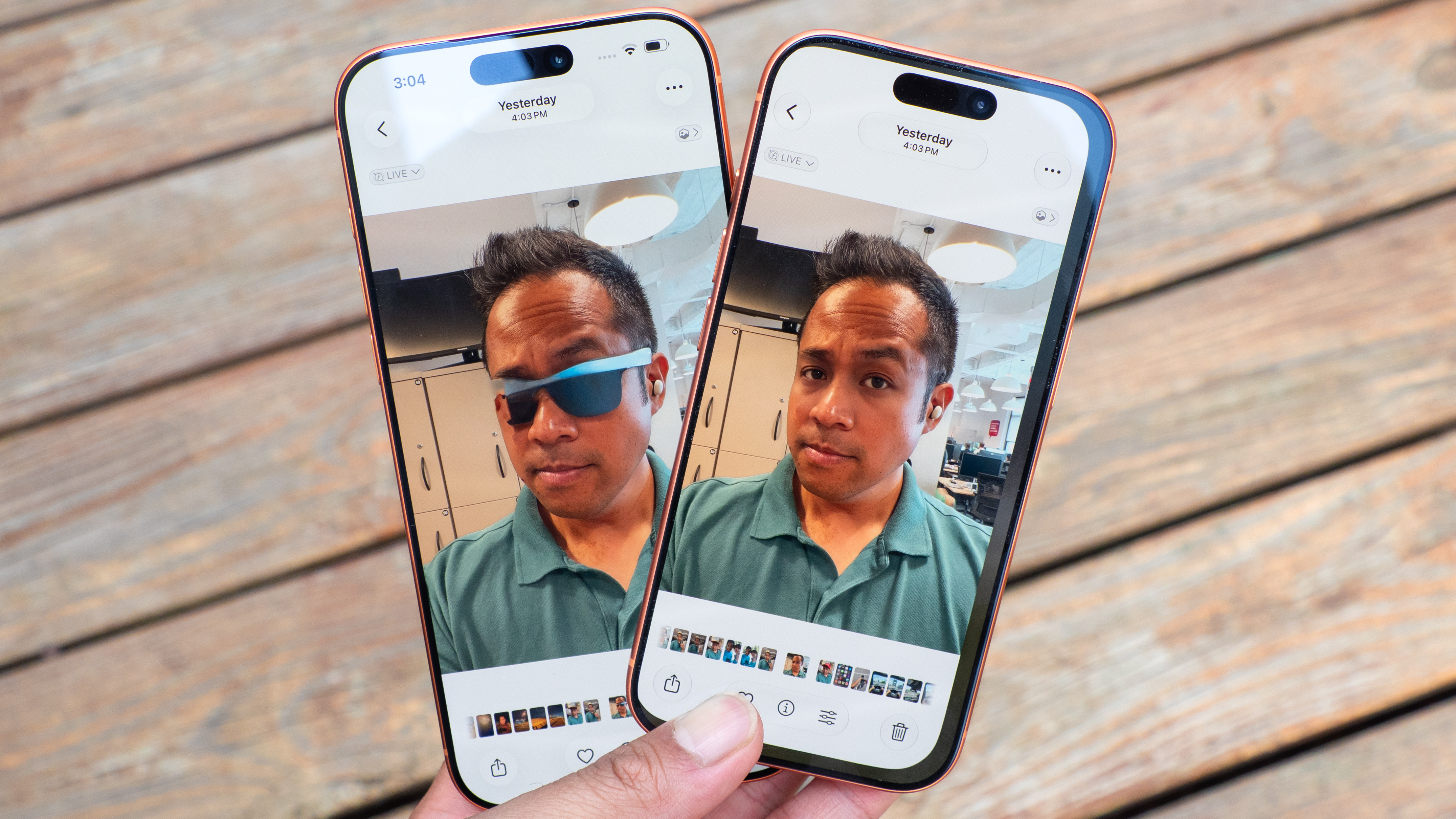 مقایسه پاکسازی عکس iOS 27 و iOS 26.