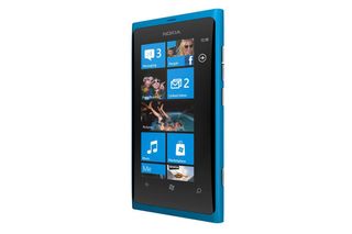 The blue Nokia Lumia 800