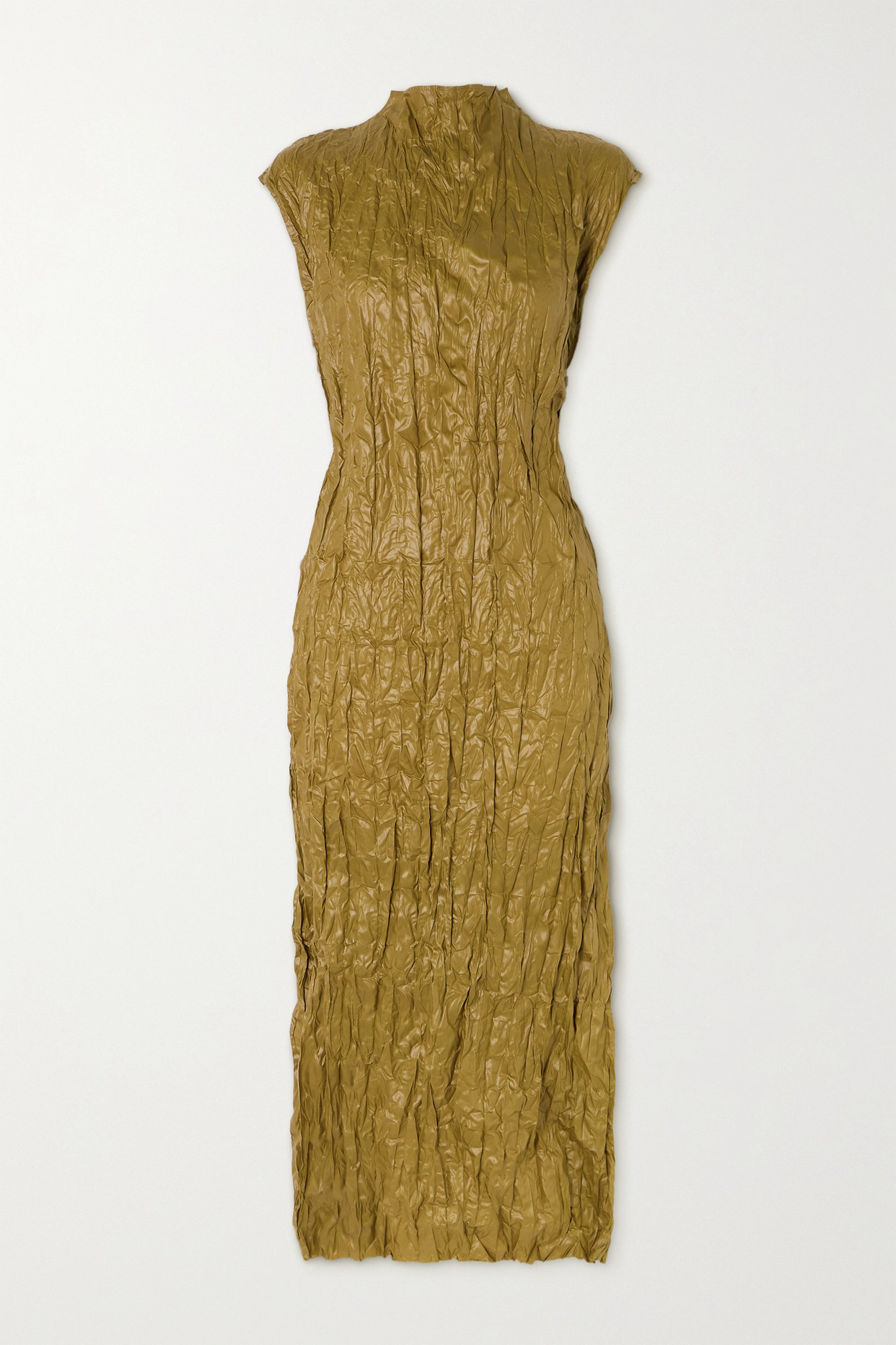 Crinkled-Shell Maxi Dress in gold
