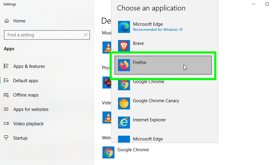 how to change default browser - select browser