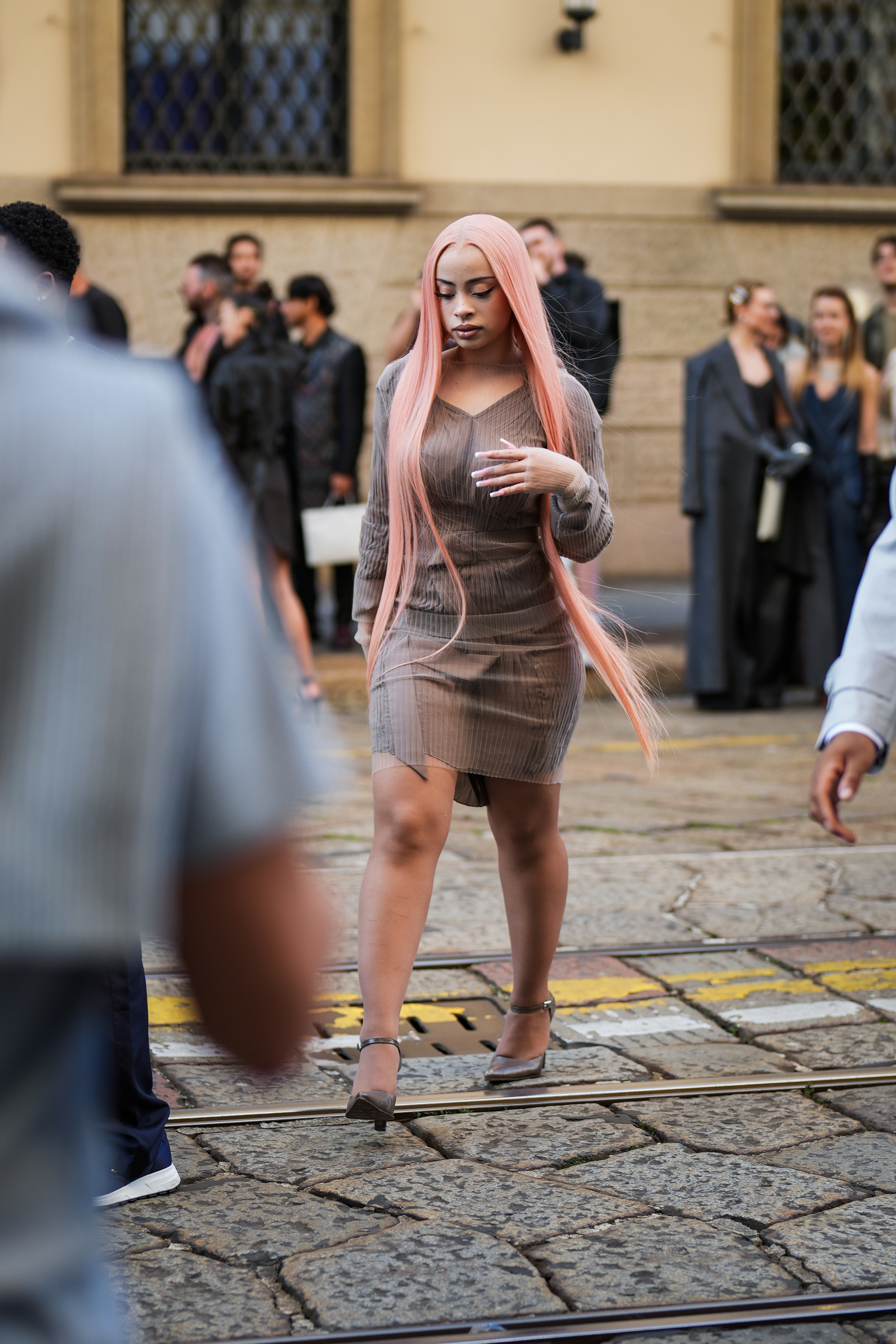 Ice Spice leaving the MM6 Maison Margiela show