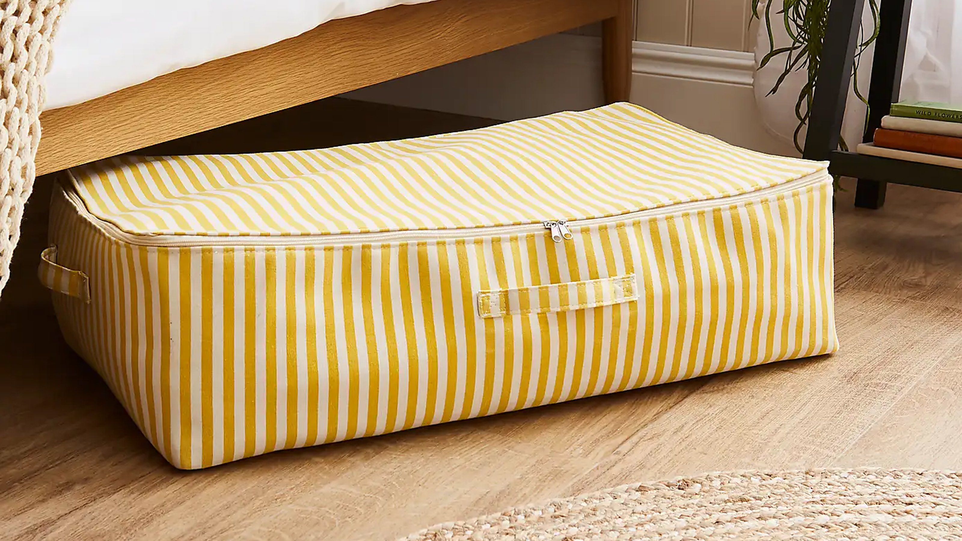 Dunelm Stripe Underbed Storage Bag - yellow