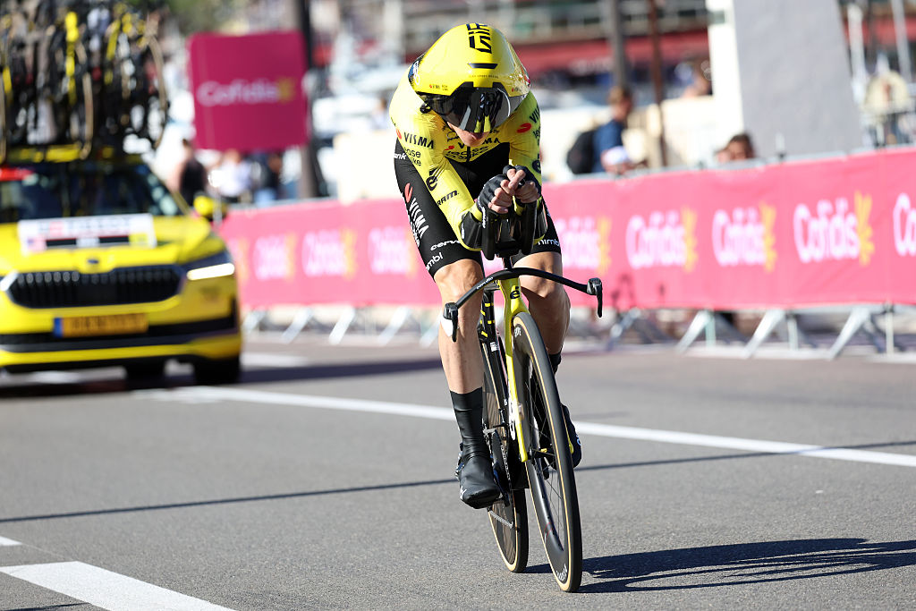 MONACO, MONACO - AUGUST 22: Sepp Kuss of United States and Team Visma | Lease a Bike competes during the La Vuelta - 81st Tour of Spain 2026, Stage 1 a 9.4km individual time trial stage from Monaco to Monaco / #UCIWT / on August 22, 2026 in Monaco, Monaco. (Photo by Alexander Hassenstein/Getty Images)