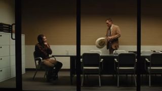 A long shot of Jake Gyllenhaal speaking with Michael Shannon in Nocturnal Animals