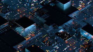 A CGI render of a circuitboard resembling a cityscape to represent infrastructure as code (IaC).