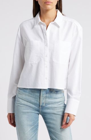 Boxy Oxford Button-Up Shirt