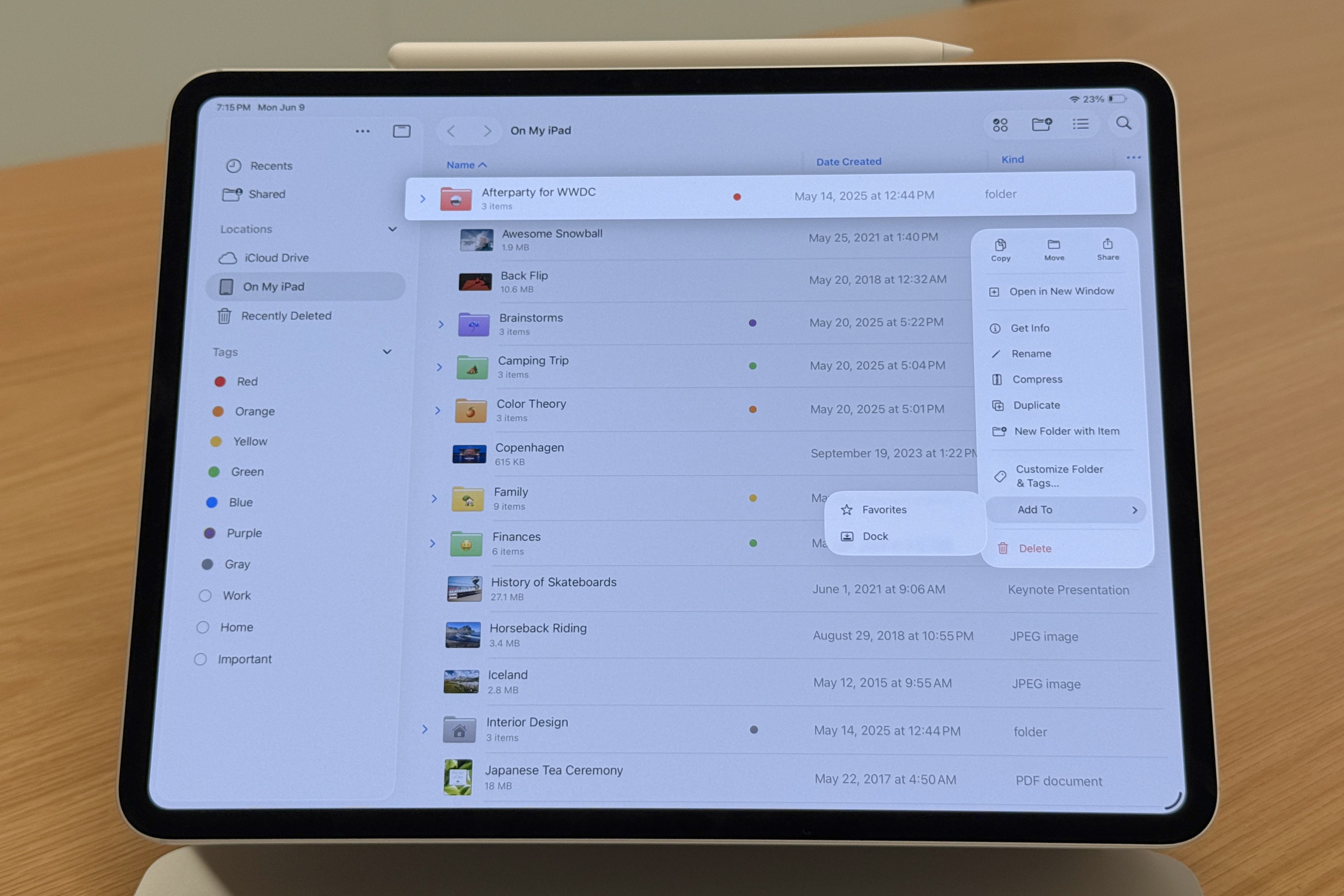 iPadOS 26 Files, new options
