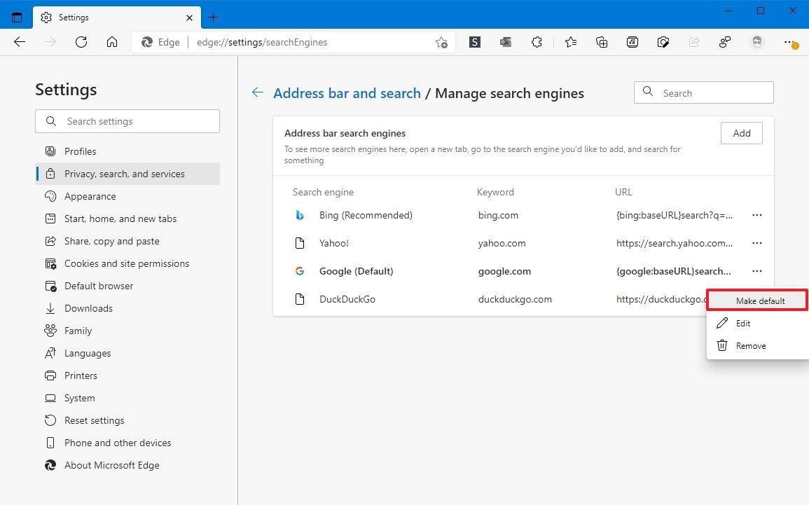 How to change default search engine on Microsoft Edge | Windows Central