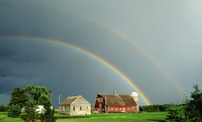 A double rainbow over a Minnesota farm: Scientists are on the hunt for the rare triple rainbow, the likes of which would probably blow our collective minds.