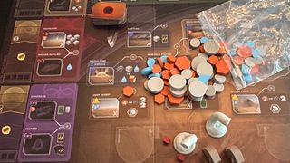Dune: Imperium - Uprising pieces and tokens scattered across the board