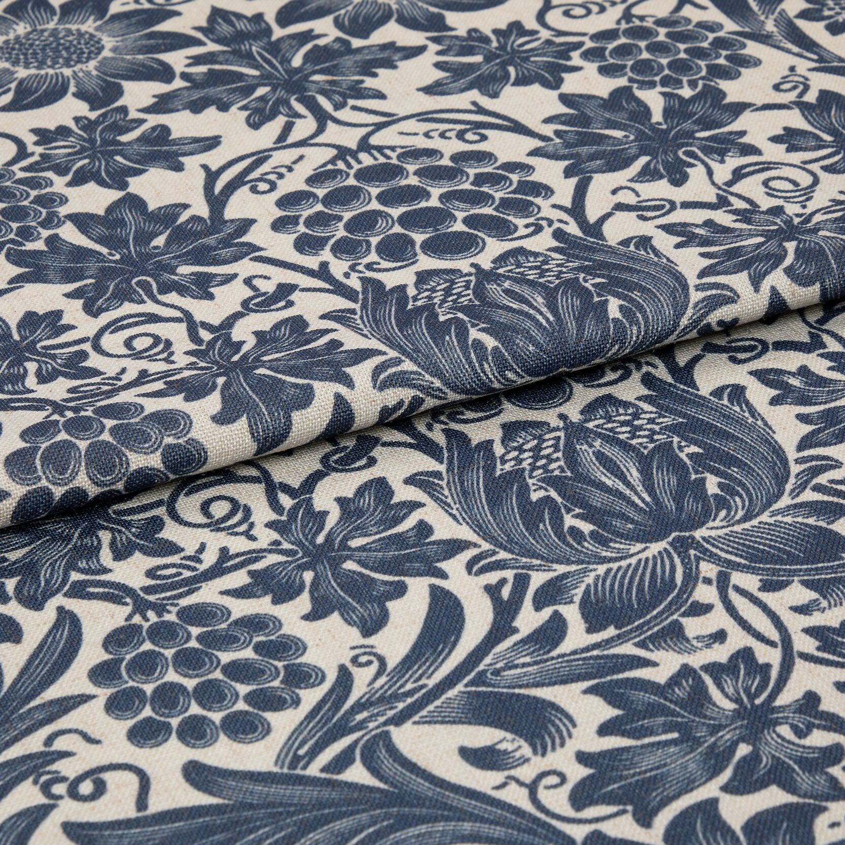 swatch of William Morris Sunflower Ink Wash Curtains