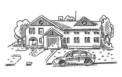 large house with car outside