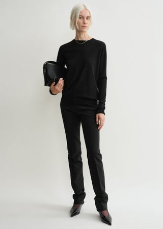 Fine Crew-Neck Knit Black