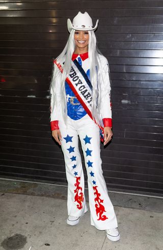 Rachel Smith is seen arriving to Heidi Klum's 23rd Annual Halloween Party at Hard Rock Hotel New York on October 31, 2024 in New York City.