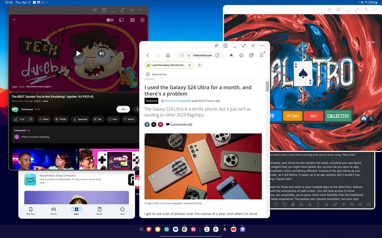 Multiple app windows open in New DeX