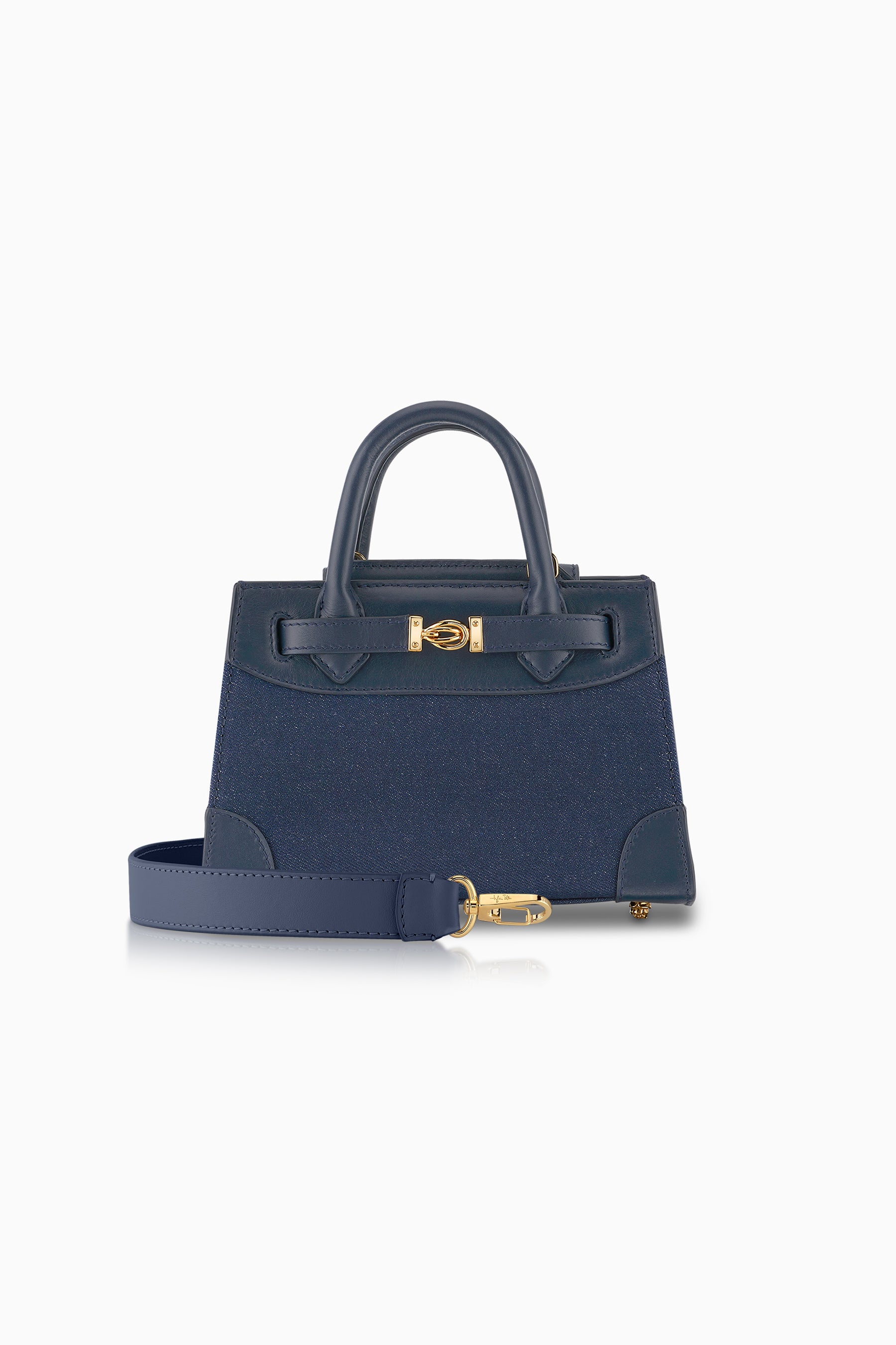 Winnie Handbag Mini - Dark Blue Denim and Navy Leather