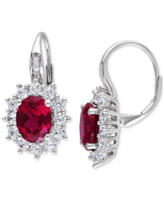 Lab-Created Gemstone &amp;amp; Diamond Accent Drop Earrings in Sterling Silver