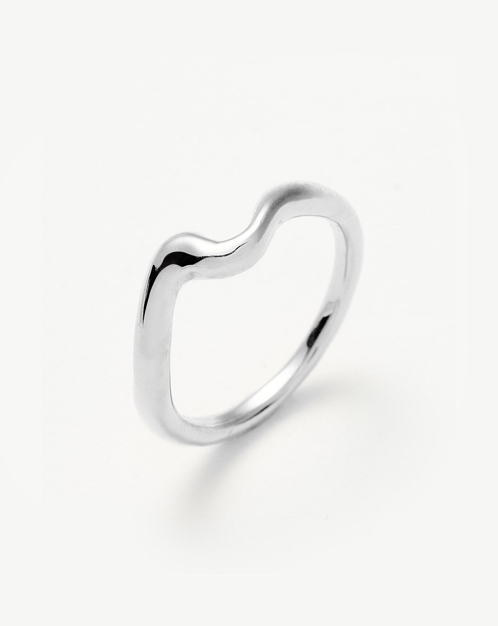 Molten Wave Stacking Ring - Sterling Silver / J