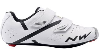 A black and white Northwave Jet 2 Road Shoe on a white background