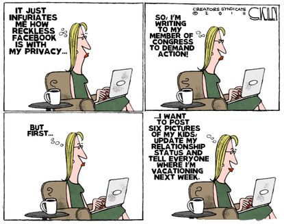 Political cartoon U.S. Facebook data privacy internet