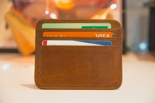 Credit cards shown in wallet.