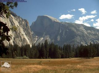 The view from Yosemite Valley toward Half Dome Friday afternoon (Aug. 30).