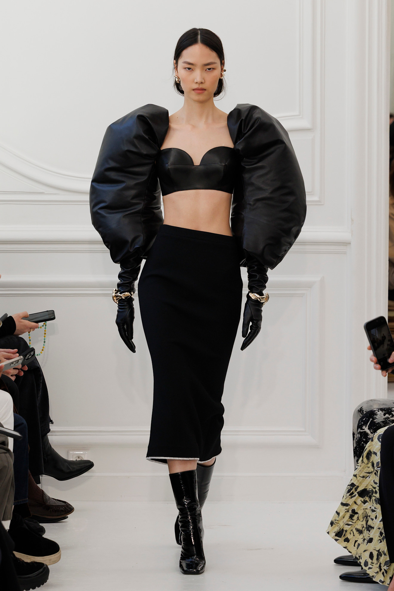 A model wore Jenna Ortega's all-black look on the Givenchy Fall 2025 runway.