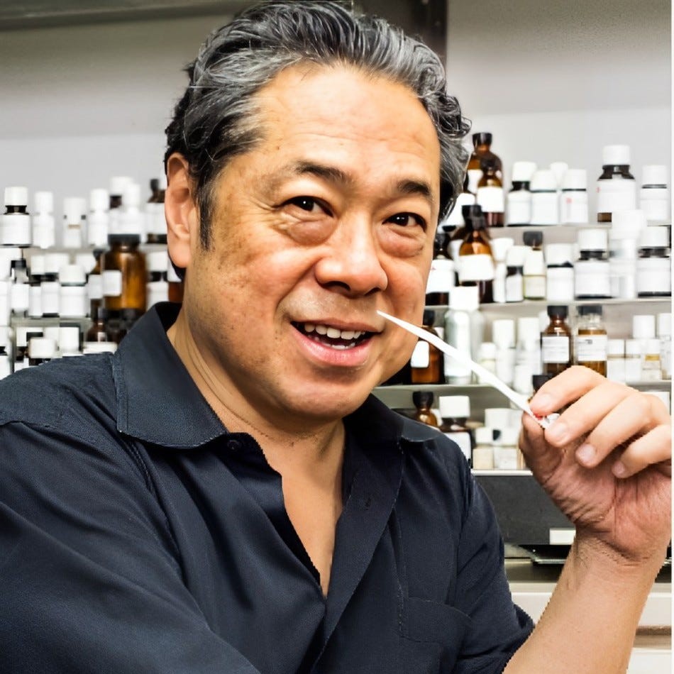 Fragrance expert Darryl Do poses with a testing strip in a headshot.