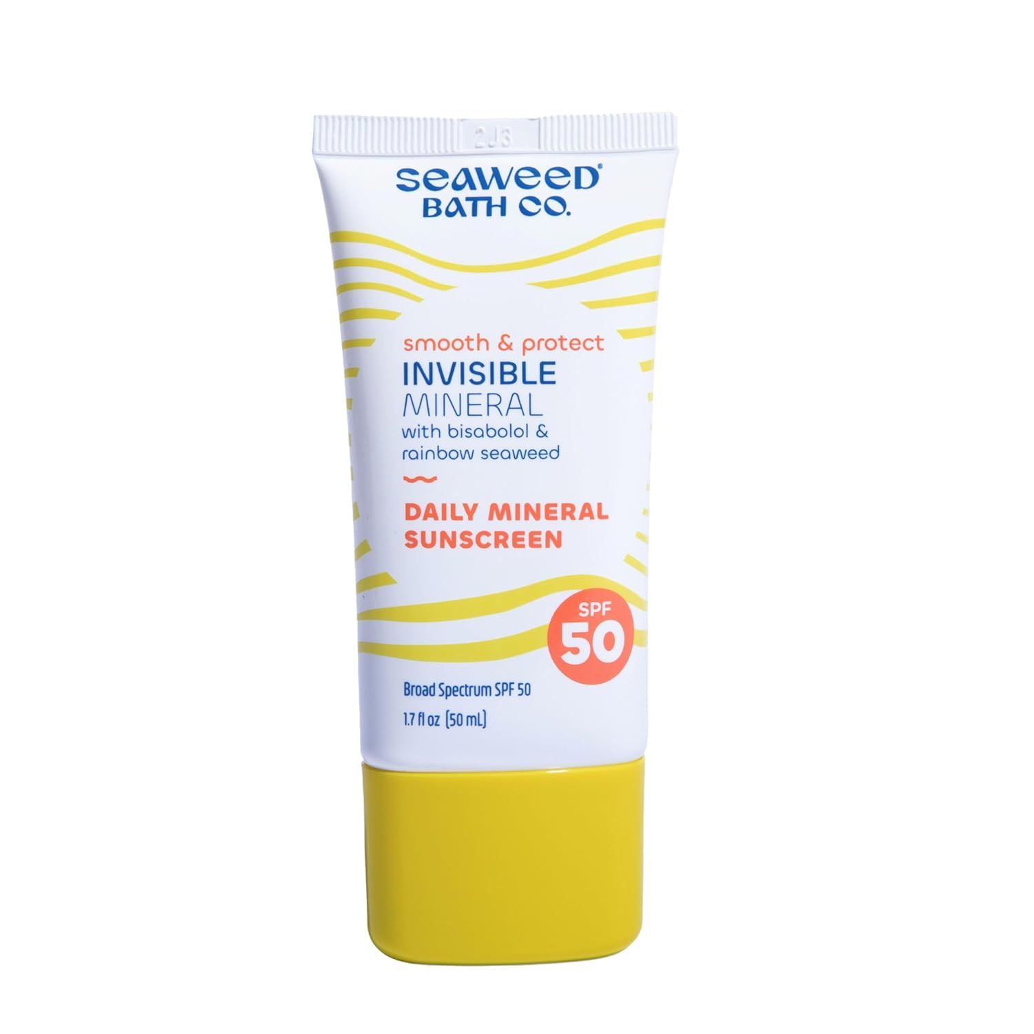 Seaweed Bath Co. Smooth & Protect Invisible Mineral Spf 50 Zinc Oxide Face Sunscreen Gel, 1.7 Oz., Unscented Lightweight Facial Moisturizer Primer