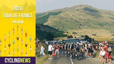 (L-R) Nicolas Prodhomme of France, Tiesj Benoot of Belgium and Decathlon CMA CGM Team, Adam Yates of Great Britain and Tadej Pogacar of Slovenia and UAE Team Emirates - XRG - Yellow Leader Jersey Fans during the 113th Tour de France 2026, Stage 10 a 166.6km stage from Aurillac to Le Lioran 1240m / #UCIWT / on July 14, 2026 in Le Lioran, France. (Photo by Dario Belingheri/Getty Images)