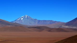 A view of Llullaillaco, a 22,000-foot-tall volcano on the border between Argentina and Chile.