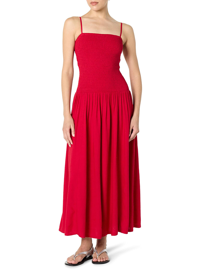 The Drop, Florencia Smocked Bodice Linen Maxi Dress