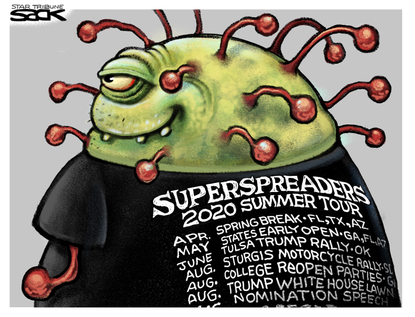 Editorial Cartoon U.S. superspreader covid events