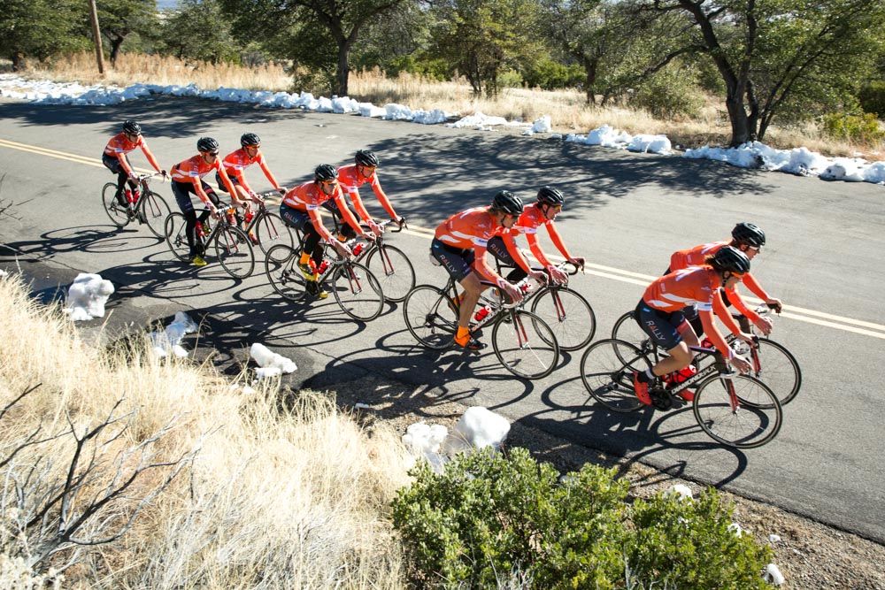 Rally Cycling riders train at a recent camp in Bisbee Arizona.