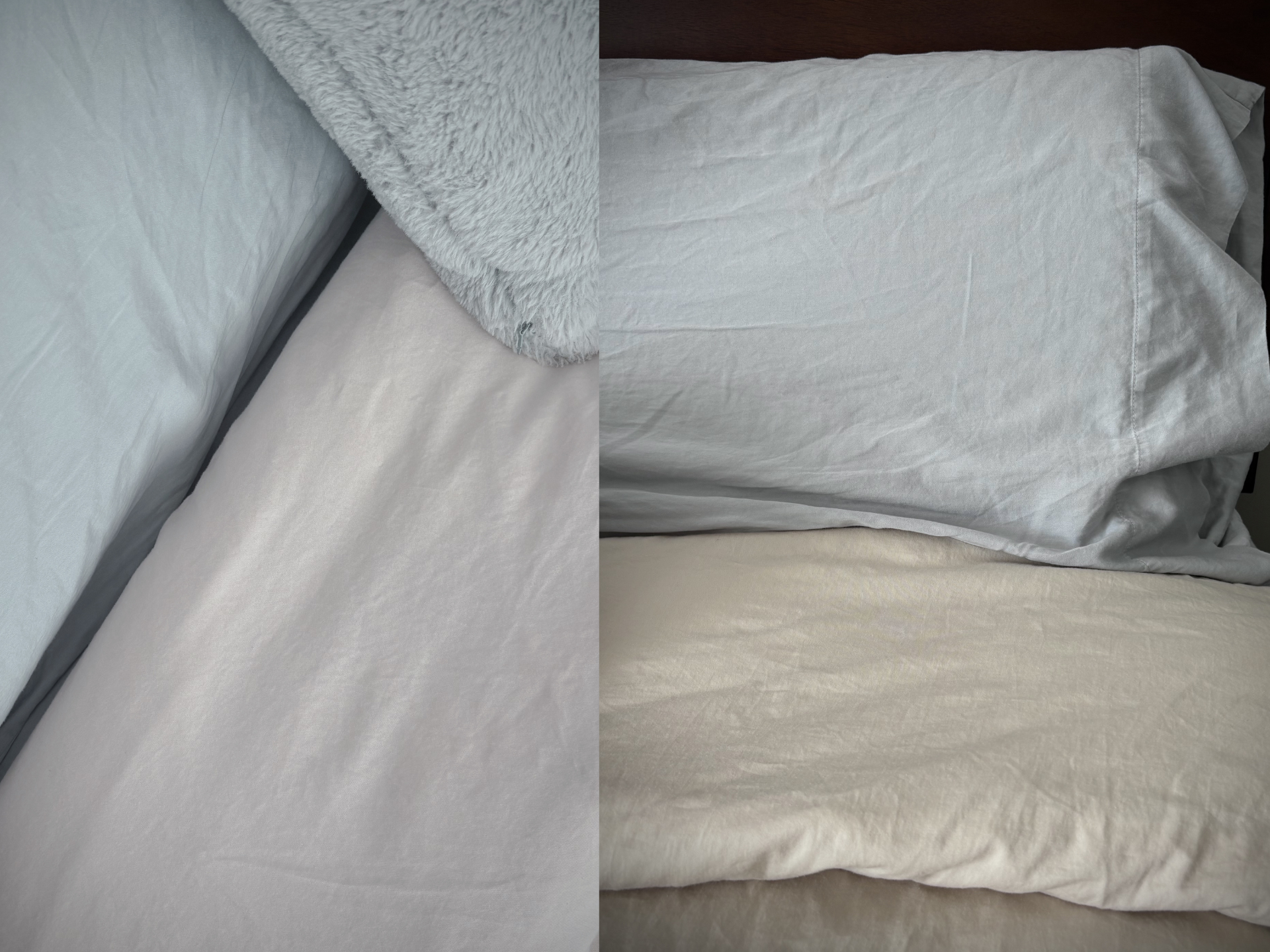 collage of cozy earth bedding