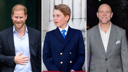 A composite of a picture of Prince Harry, a picture of Prince George and a picture of Mike Tindall
