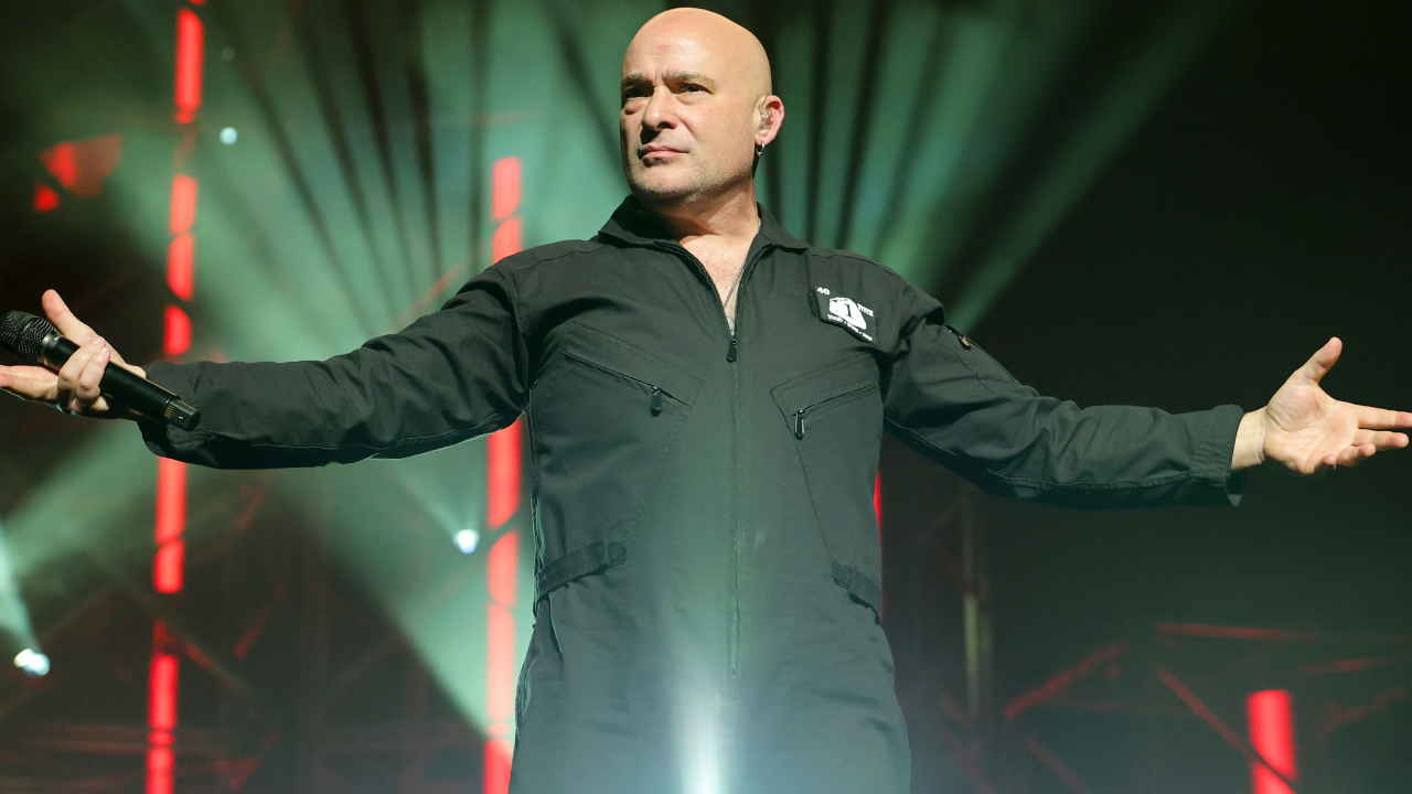Disturbed singer David Draiman onstage in 2025