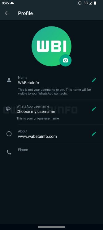 WhatsApp username option