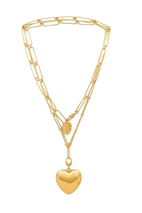 X Revolve Puffy Heart Chain Necklace