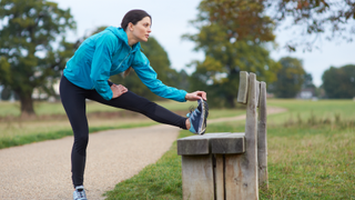 Woman stretching before a run