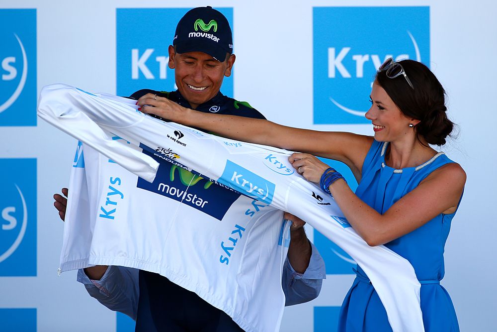 Nairo Quintana (Movistar) in the white jersey