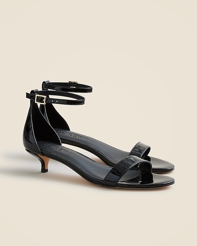 Ankle-Strap Kitten-Heel Sandals in Patent Leather