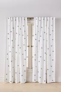 Anthropologie Maeve Cotton Embroidered Bow Curtain