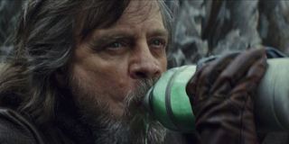 Luke drinking green milk in Star Wars: The Last Jedi