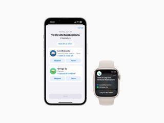 Apple Watch and iPhone with new Medications app