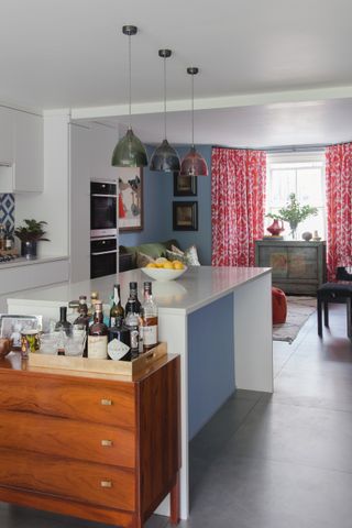 Colorful kitchen with island