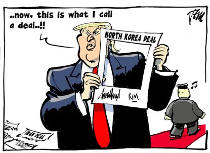 Political Cartoon U.S. Kim Jong Un Trump North Korea Singapore nuclear summit Iran Deal